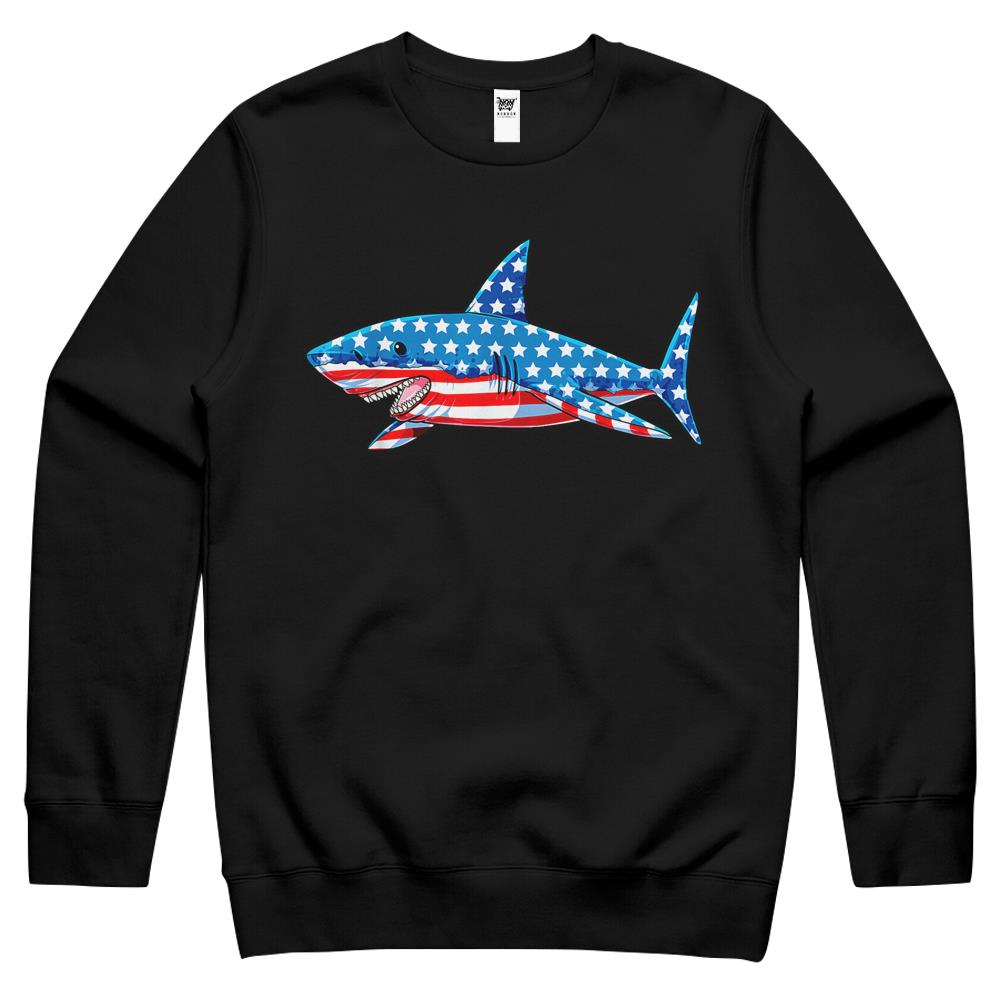 4Th July Shirts, Fourth Of July Crewneck Sweatshirt, 4Th Of July Crewneck Sweatshirt, Shark American Flag Crewneck Sweatshirt 4Th Of July Crewneck Sweatshirt