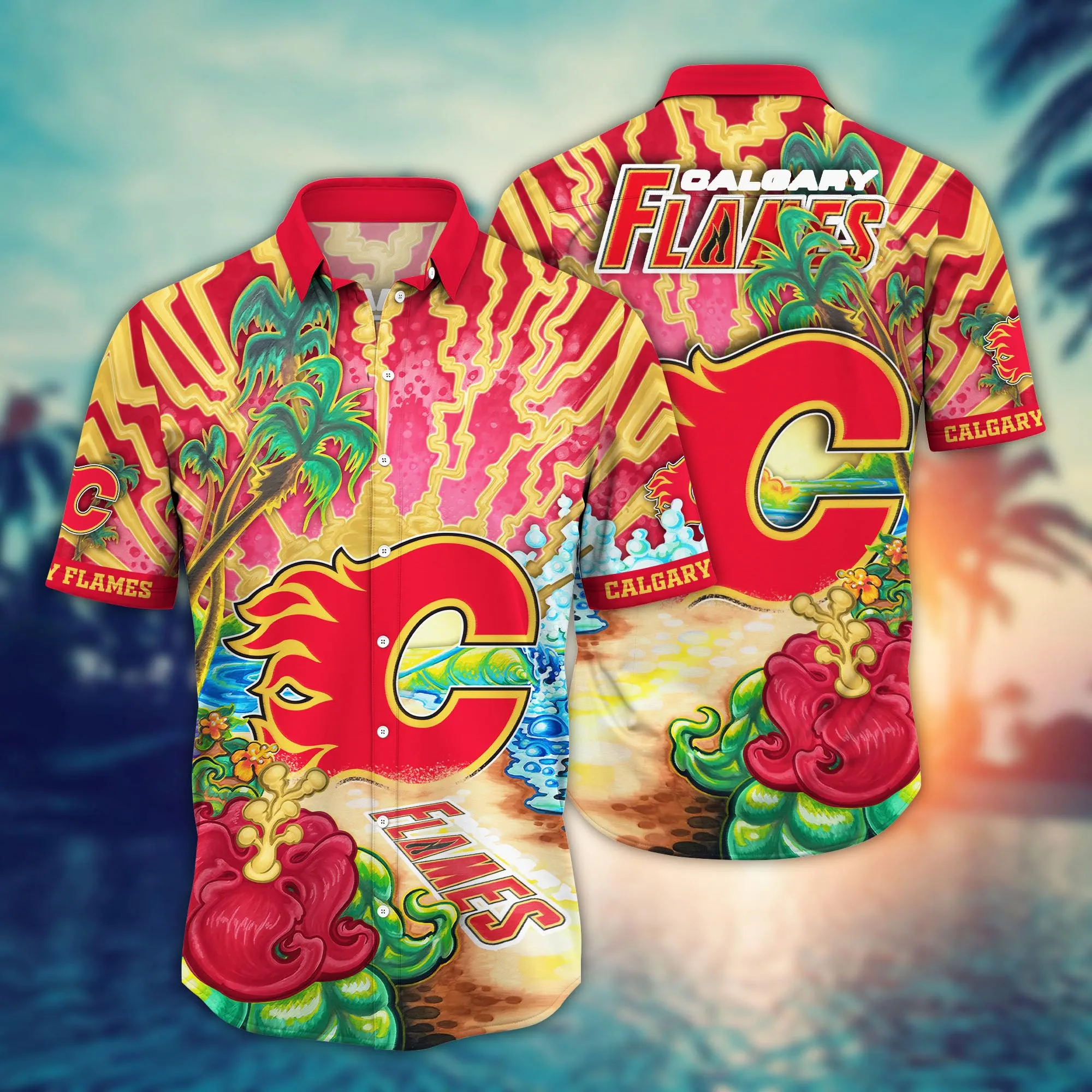 Calgary Flames Nhl Hawaiian Shirt Hot Sandstime Aloha Shirt