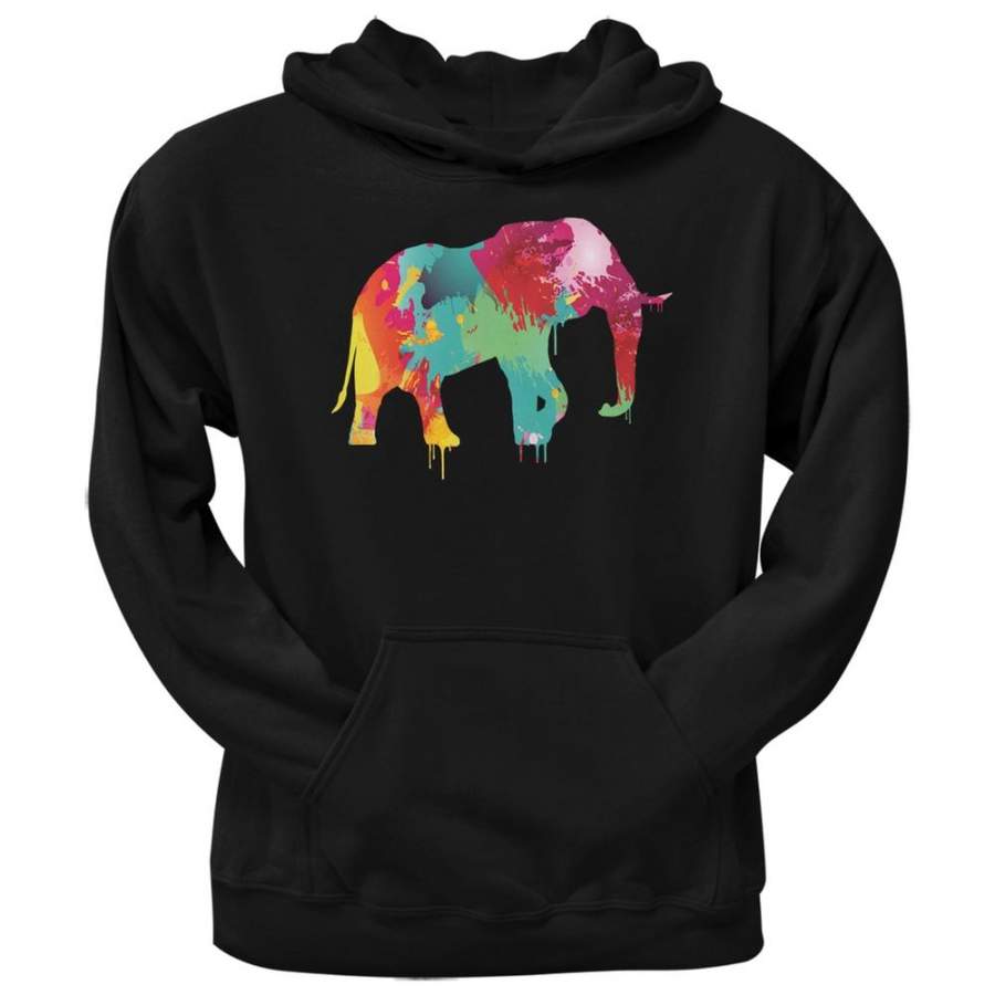 Splatter Elephant Black Adult Hoodie