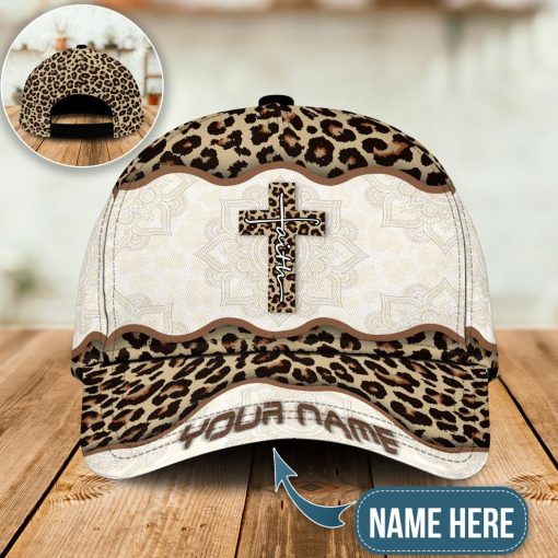 Christian – Faith Cross Leopard Pattern Personalized 3D Classic Cap