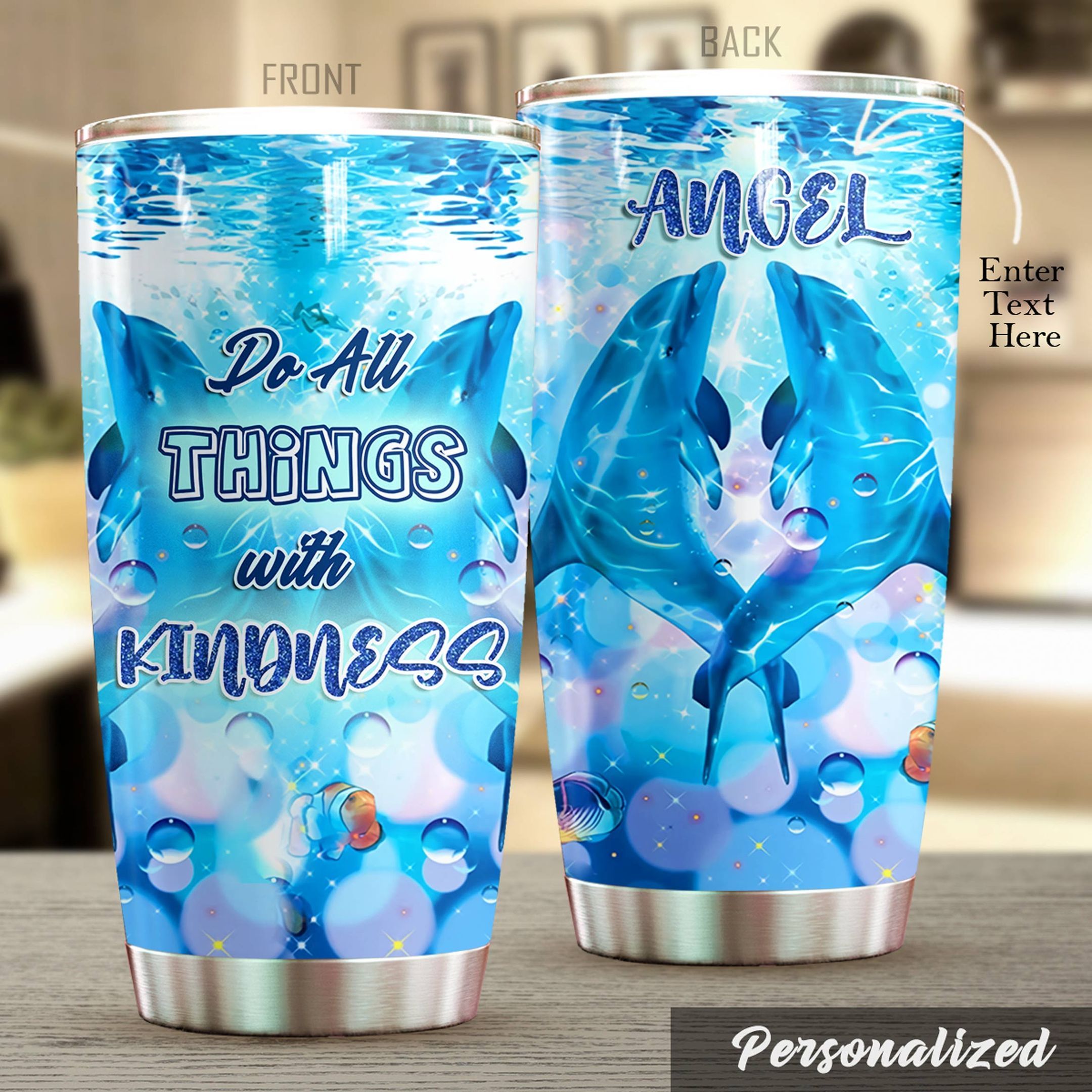 Dolphin Kindness V Tv Personalized Name Stainless Steel Stainless Steel Tumbler Customize Name, Text, Number Dtqbs