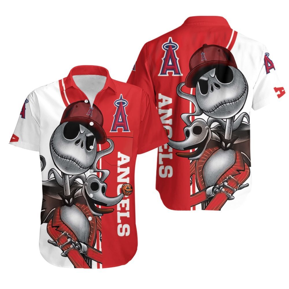 Los Angeles Angels Jack Skellington And Zero Hawaiian Shirt