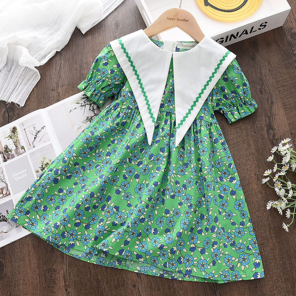 Bear Leader Casual Summer Kids Girls Dress Floral Kids Clothes Bow Patchwork Baby Girl Princess Dress New Flower Girl Dresses alx