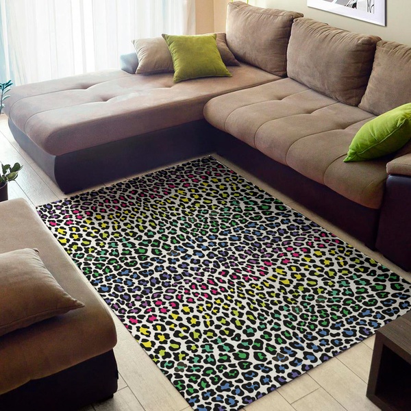 Colorful Leopard Print Area Rug