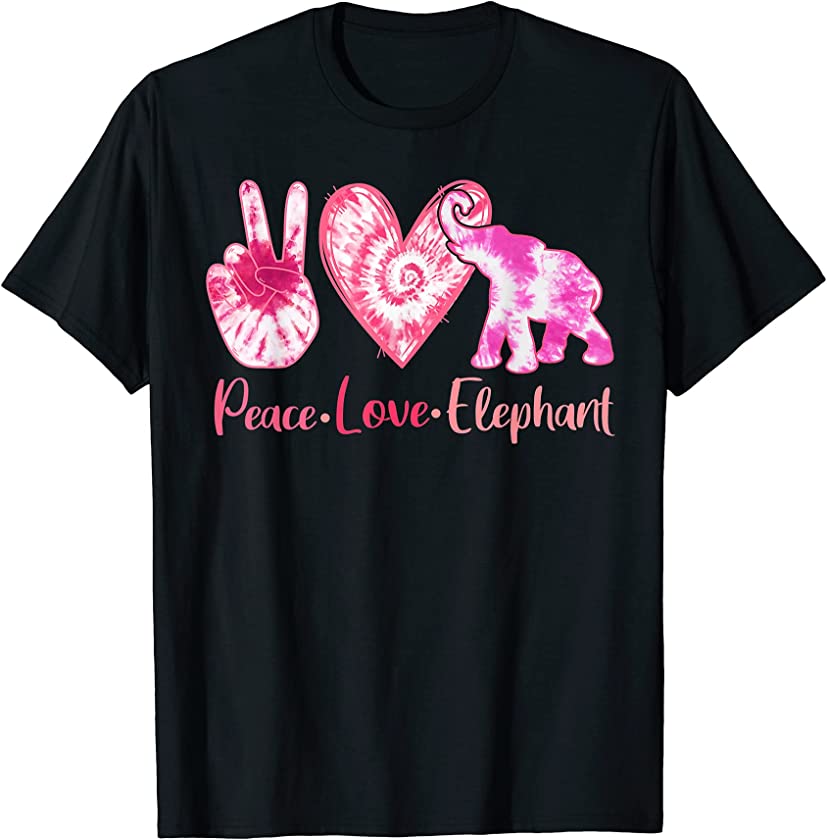 Tie Dye Peace Love Elephant Lover Girl Women T-Shirt