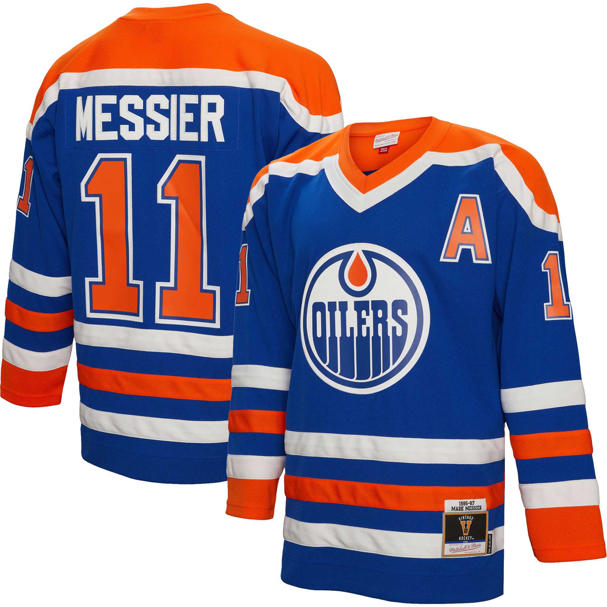 Mark Messier Edmonton Oilers Mitchell & Ness Alternate Captain Patch 1986/87 Blue Line Player Jersey – Royal