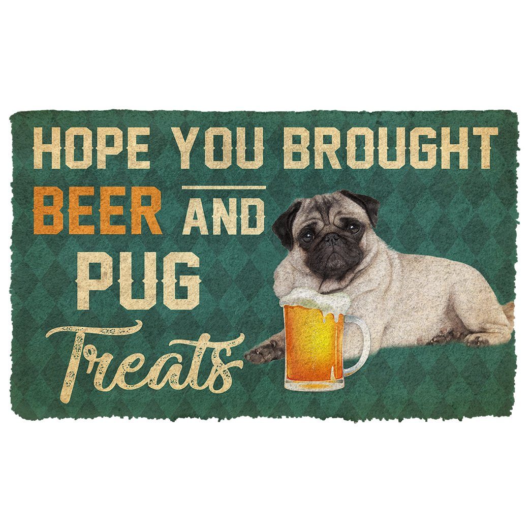 Gearhumans  Gearhuman 3D Hope You Brought Beer And Pug Treats Doormat