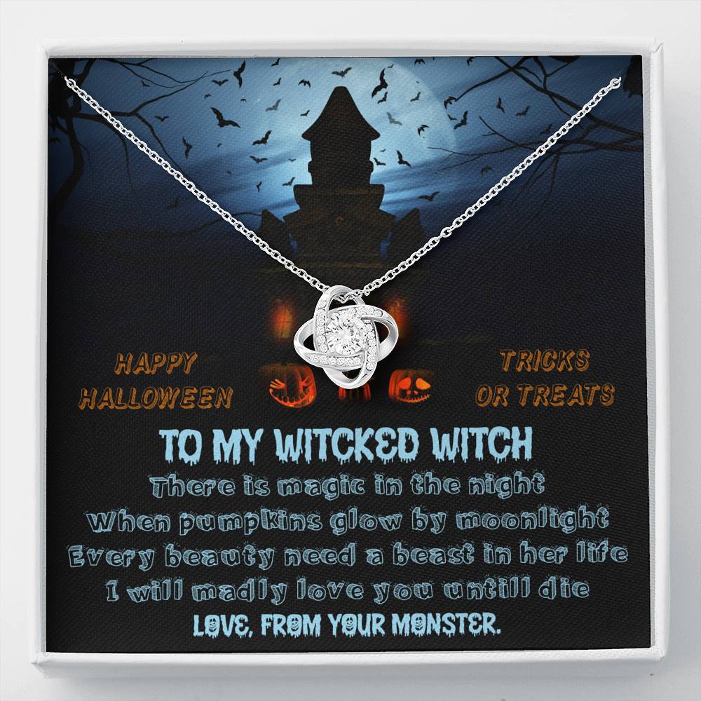 Halloween Necklace For Her - Happy Halloween Gift For Her - Halloween Gift For Girlfriend - Halloween Gift For Wife - Happy Halloween To My Witcked Witch Necklace