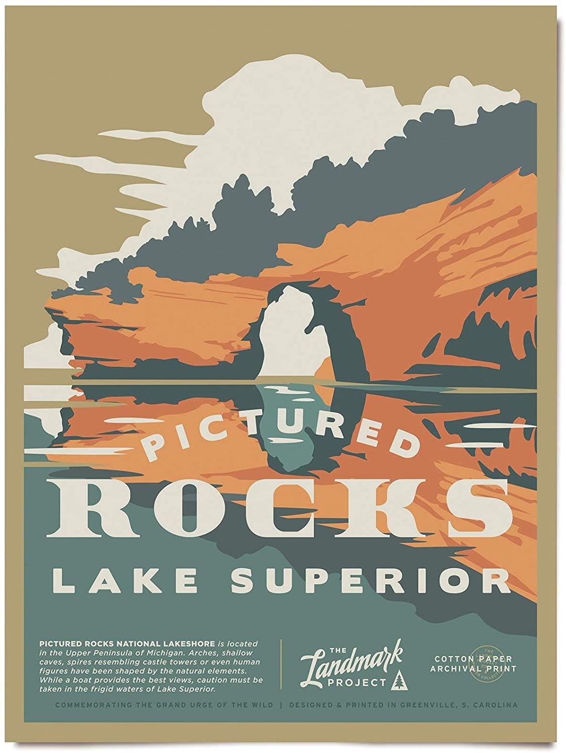 Travel Pictured Rocks Visit Lake Superior Wisconsin Michigan Poster Art Print      Home Decor Gift For Men Women Family Friend On Birthday Xmas