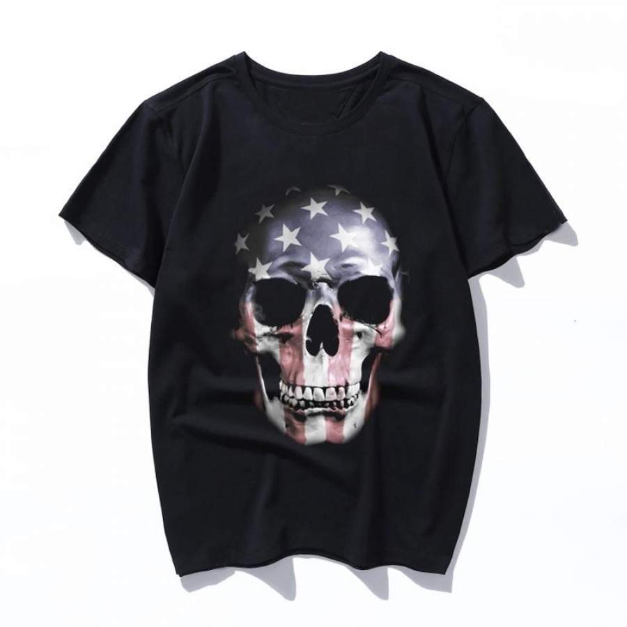 american skull Summer Cartoon Print T Shirt Women Men Harajuku Punk Aesthetic T-shirt Vintage Casual Streetwear Tops Tshirt Spoof Cartoon Short Sleeve