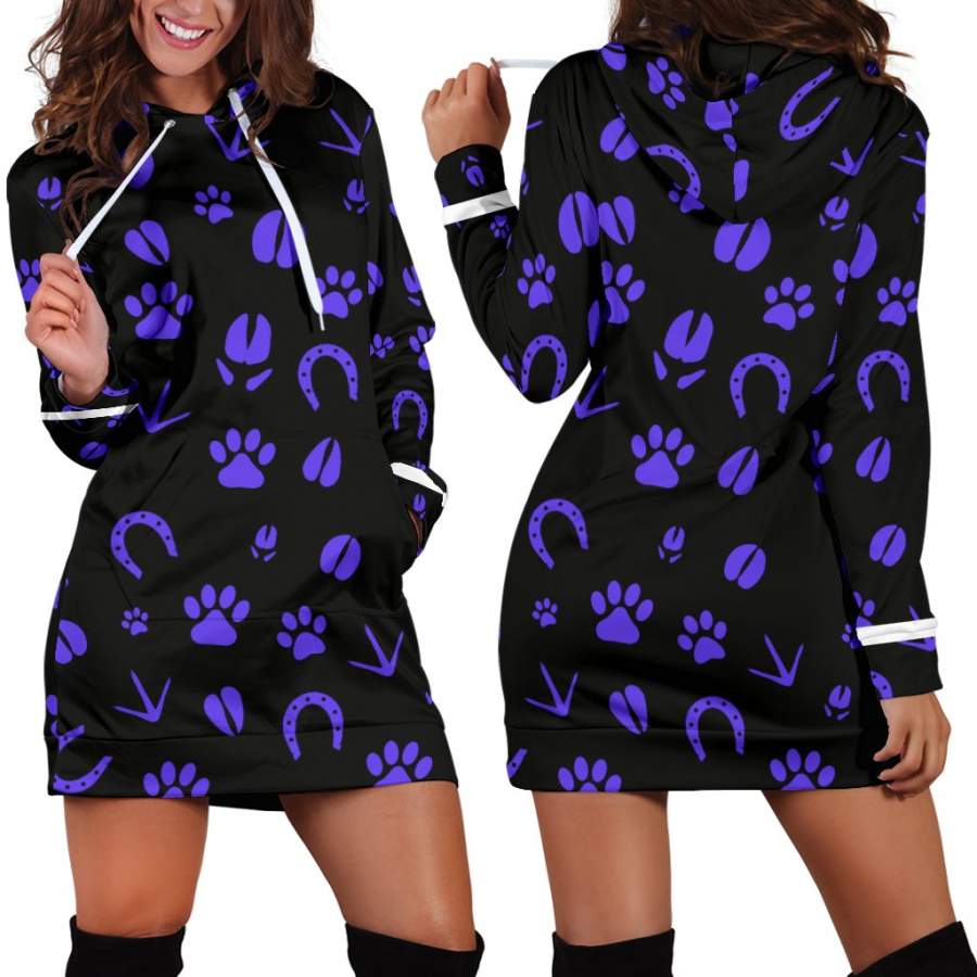 Vet Tech Foot Print Animal Women’s Hoodie Dress