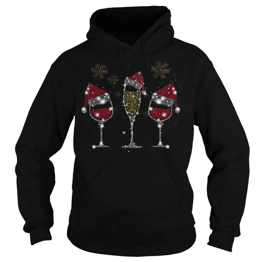 Merry Christmas three glass wine – Hoodie