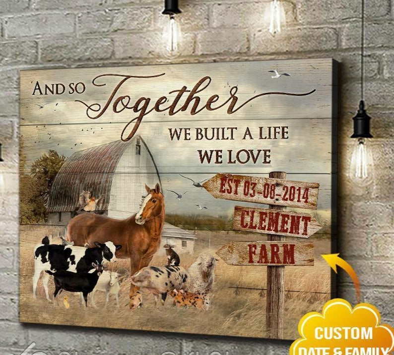 Personalized Name Text Canvas, Poster Farm Wall Print Art Decor – Family – Farm Animals