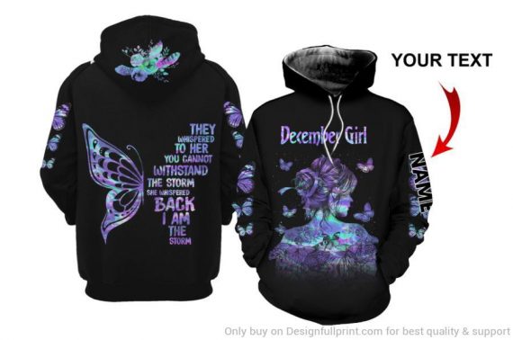 Gift For Butterfly Lover December Girl Butterfly Personalized Unisex Hoodie