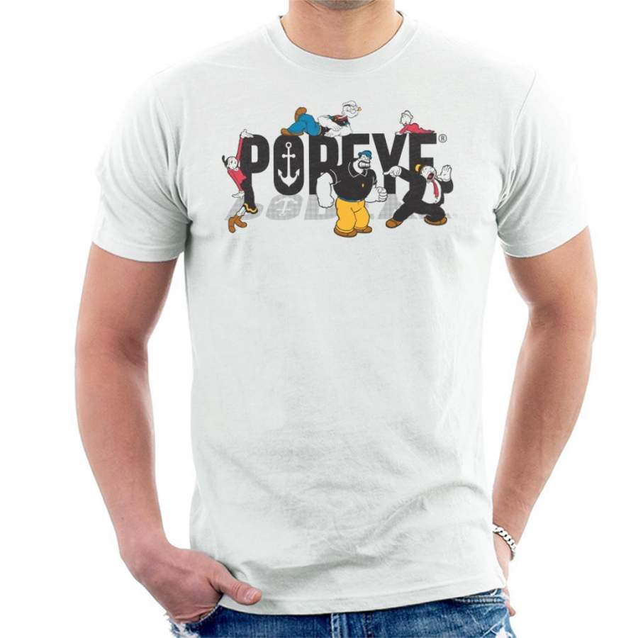 Popeye Comic Book Characters Dark Text Men’s T-Shirt