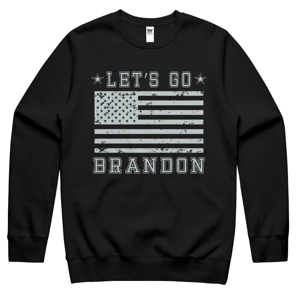 Lets Go Brandon Chant Blackout American Flag Crewneck Sweatshirt