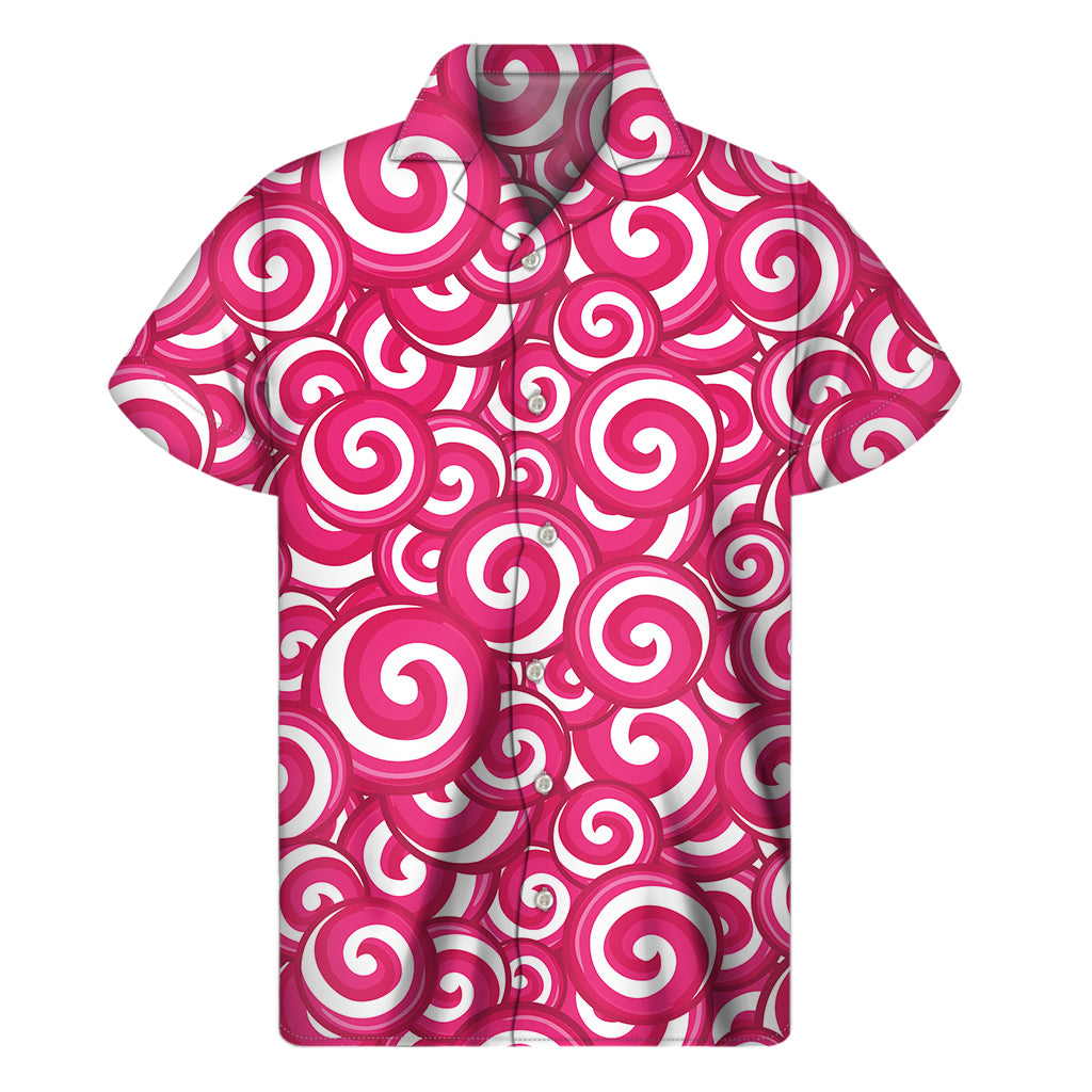 Pink Lollipop Candy Pattern Print Men’S Short Sleeve Shirt