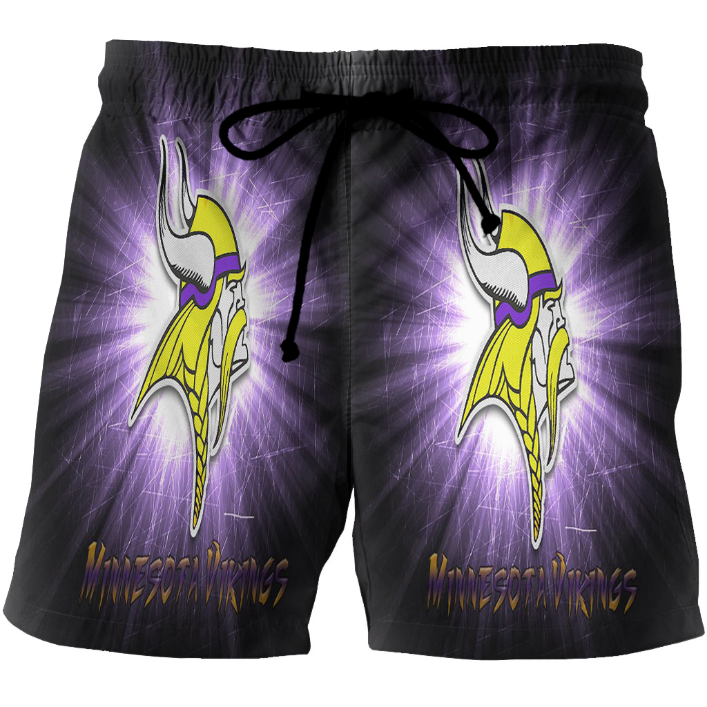 Minnesota Vikings Emblem Scratch Texture 3D All Over Print Summer Beach Hawaiian Short