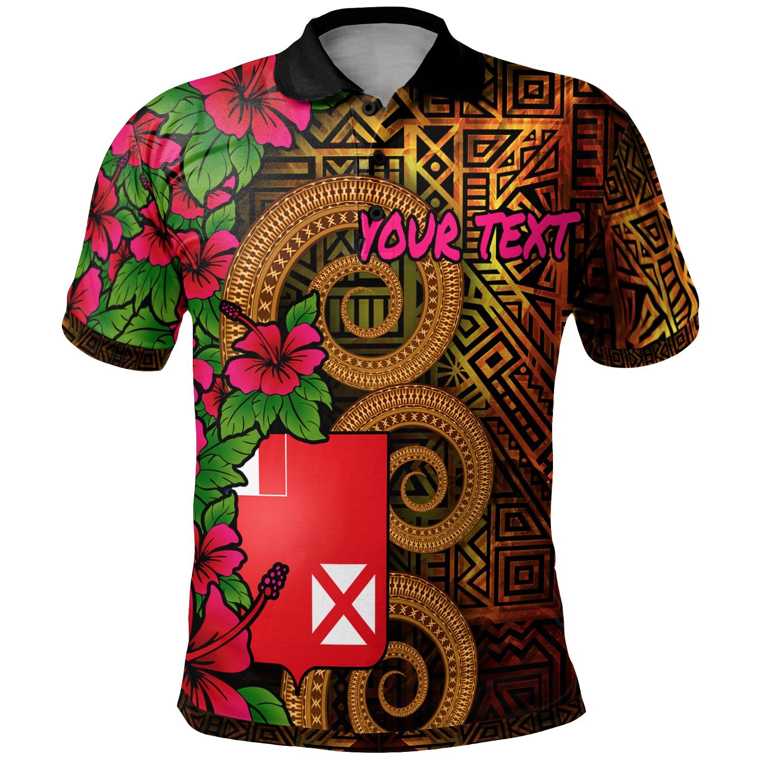 Wallis and Futuna Polynesian Custom Personalised Polo Shirt – Hibiscus Vintage – BN12