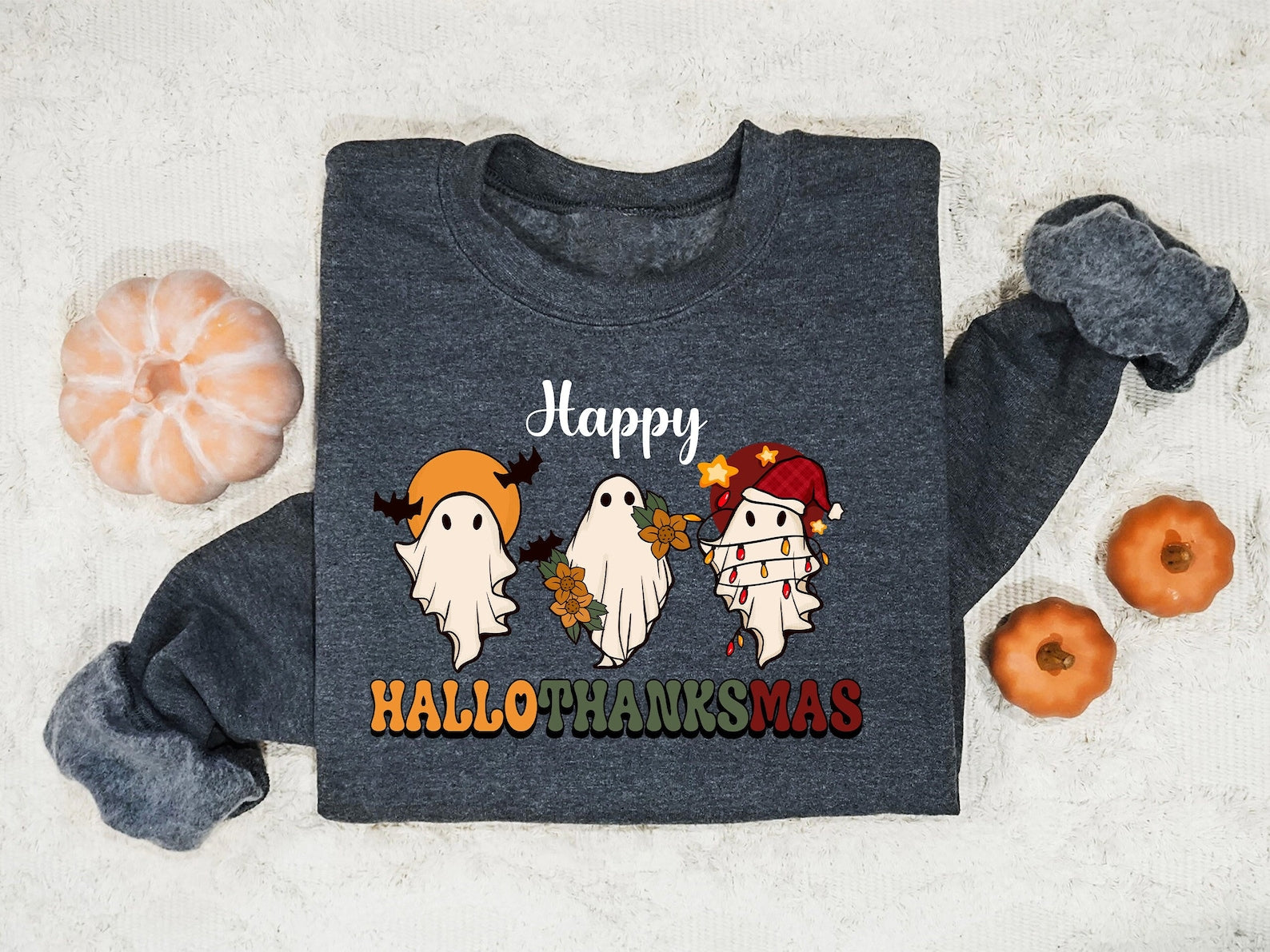 Hallothanksmas Sweatshirt Halloween 2D Crewneck Sweatshirt All Over Print Sweatshirt For Women Sweatshirt For Men Sws3627