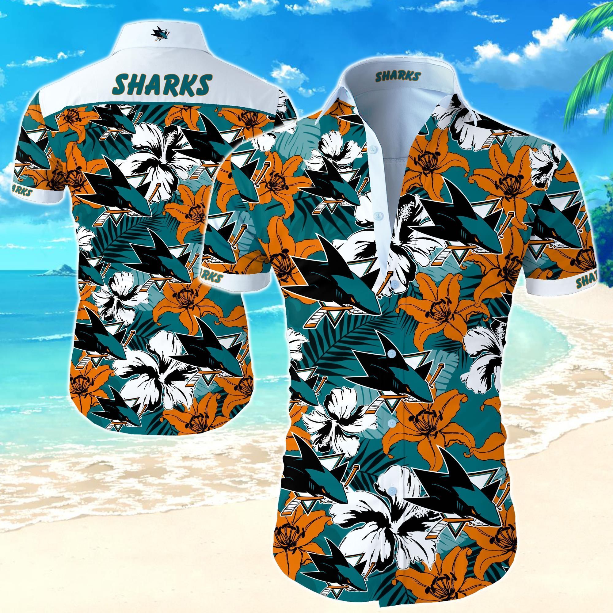 Beach Shirt San Jose Sharks Hawaiian Shirt Summer Button Up Shirt For Men Beach Wear Short Sleeve Hawaii Shirt