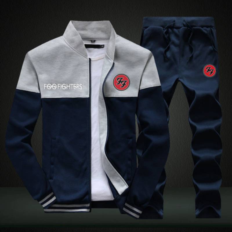 Foo Fighters Sweatshirt +Sweatpants Mens Clothing 2 Pieces Sets Slim Tracksuit