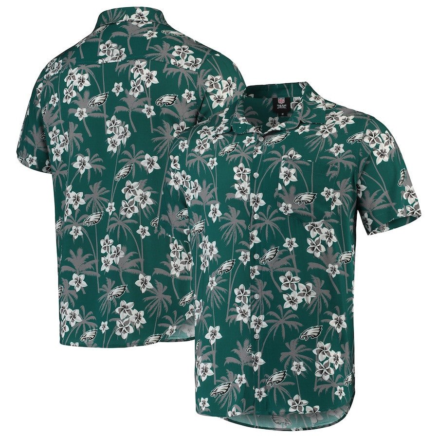 Philadelphia Eagles Midnight Green Floral Woven Hawaii Shirt Ha48545