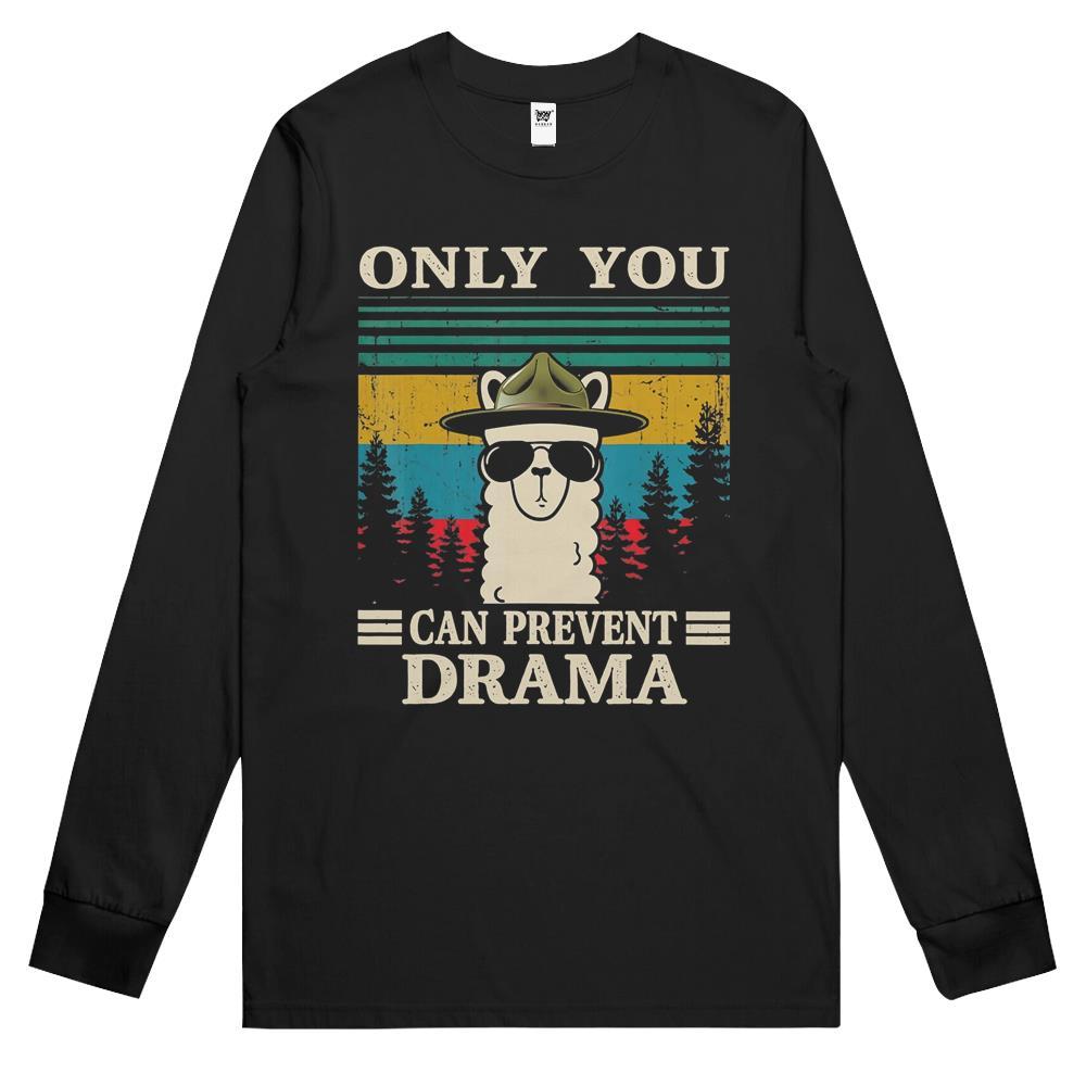 Llama Camping Only You Can Prevent Drama Gifts Men Women Long Sleeve T Shirts