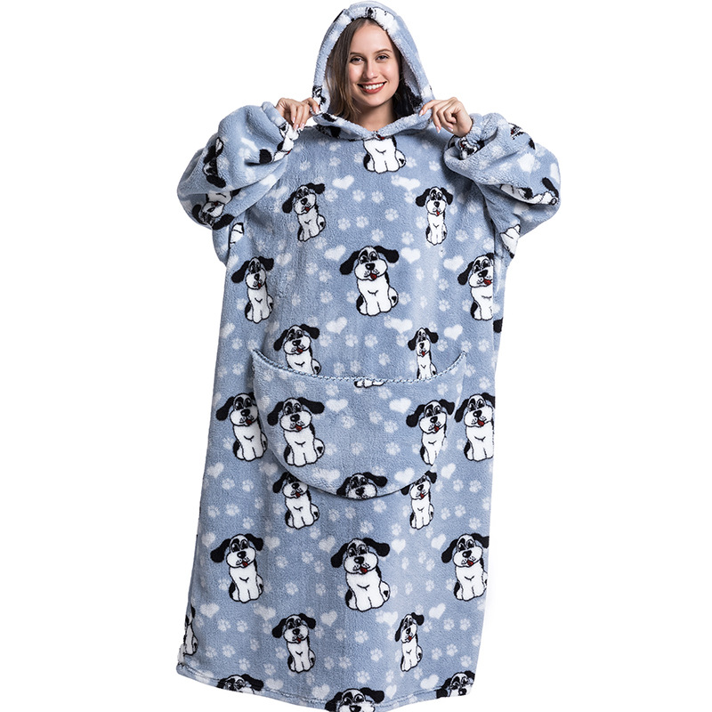 Super Long Oversized Blanket with Sleeves Winter Cartoon Flannel Hoodies Sweatshirt Women Men Pullover Fleece Giant TV Blankets alx