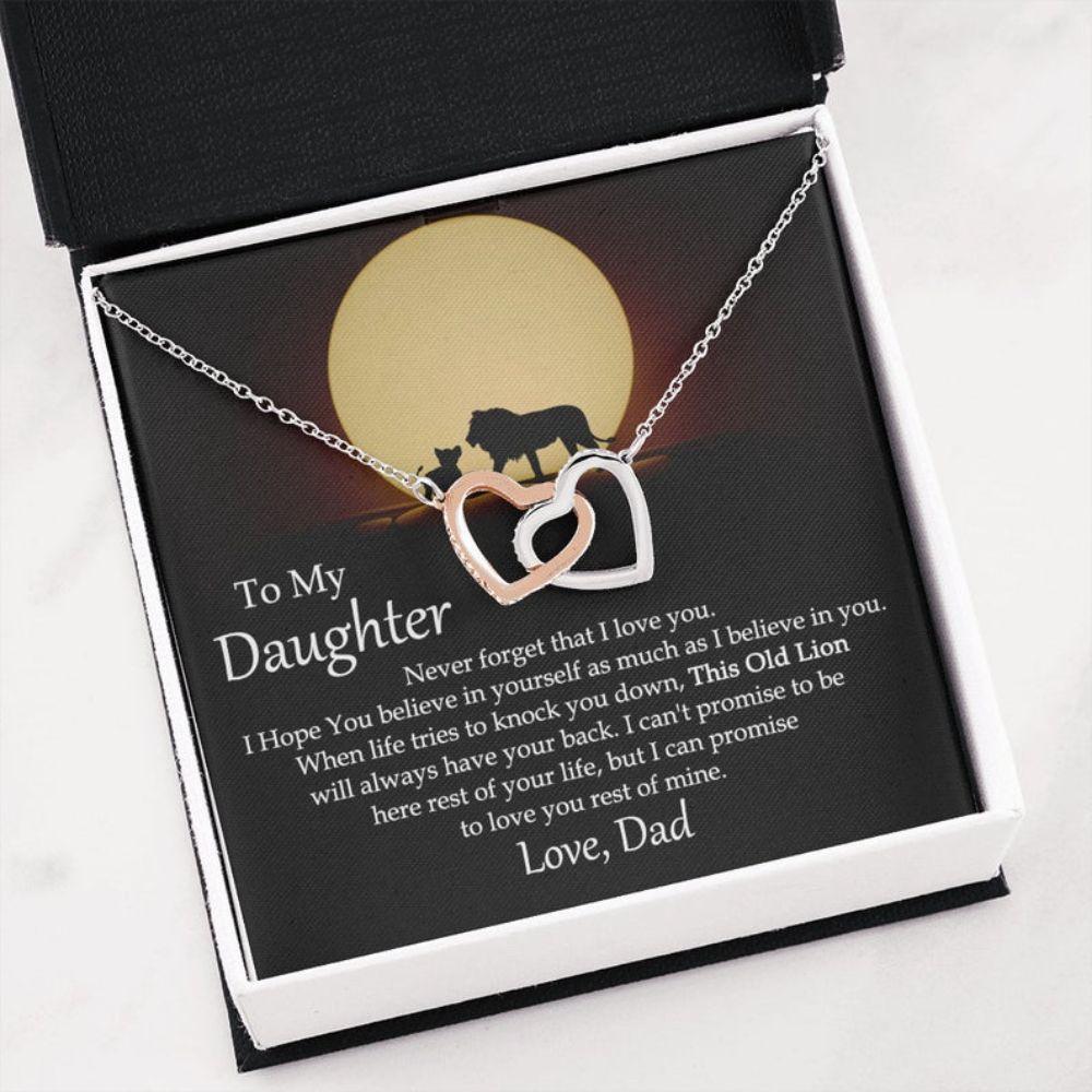 To My This Old Lion Will Always Have Your Back Love Dad – Daughter Two Hearts Necklace 0921