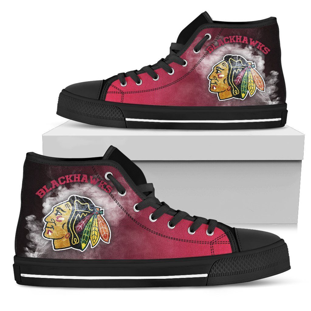 Logo Chicago Blackhawks Red Color High Top Shoes