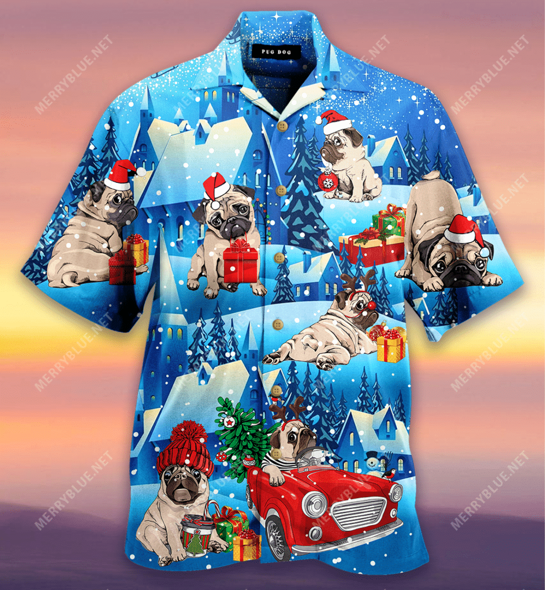 Get Here Merry Chrismas With My Pug Unisex Hawaii Shirt Ha107309