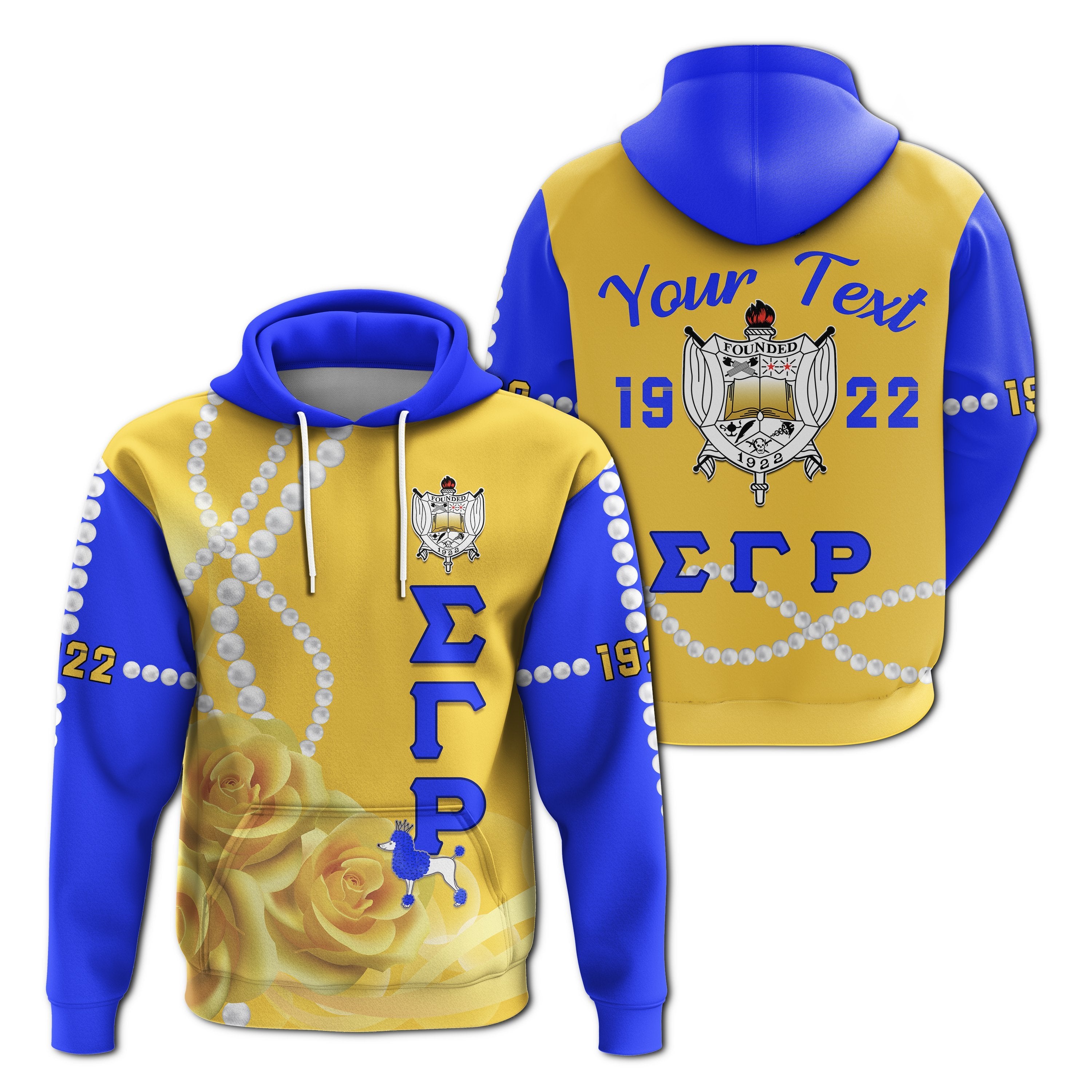 (Custom Personalised) Sigma Gamma Rho –  Hoodie Yellow Tea Rose Lt13