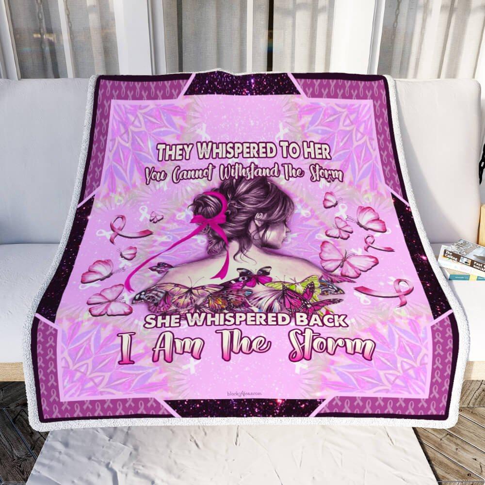 Breast Cancer Awareness I Am The Storm Blanket Gift For Friend Family Home Decor Bedding Couch Sofa Soft And Comfy Cozy