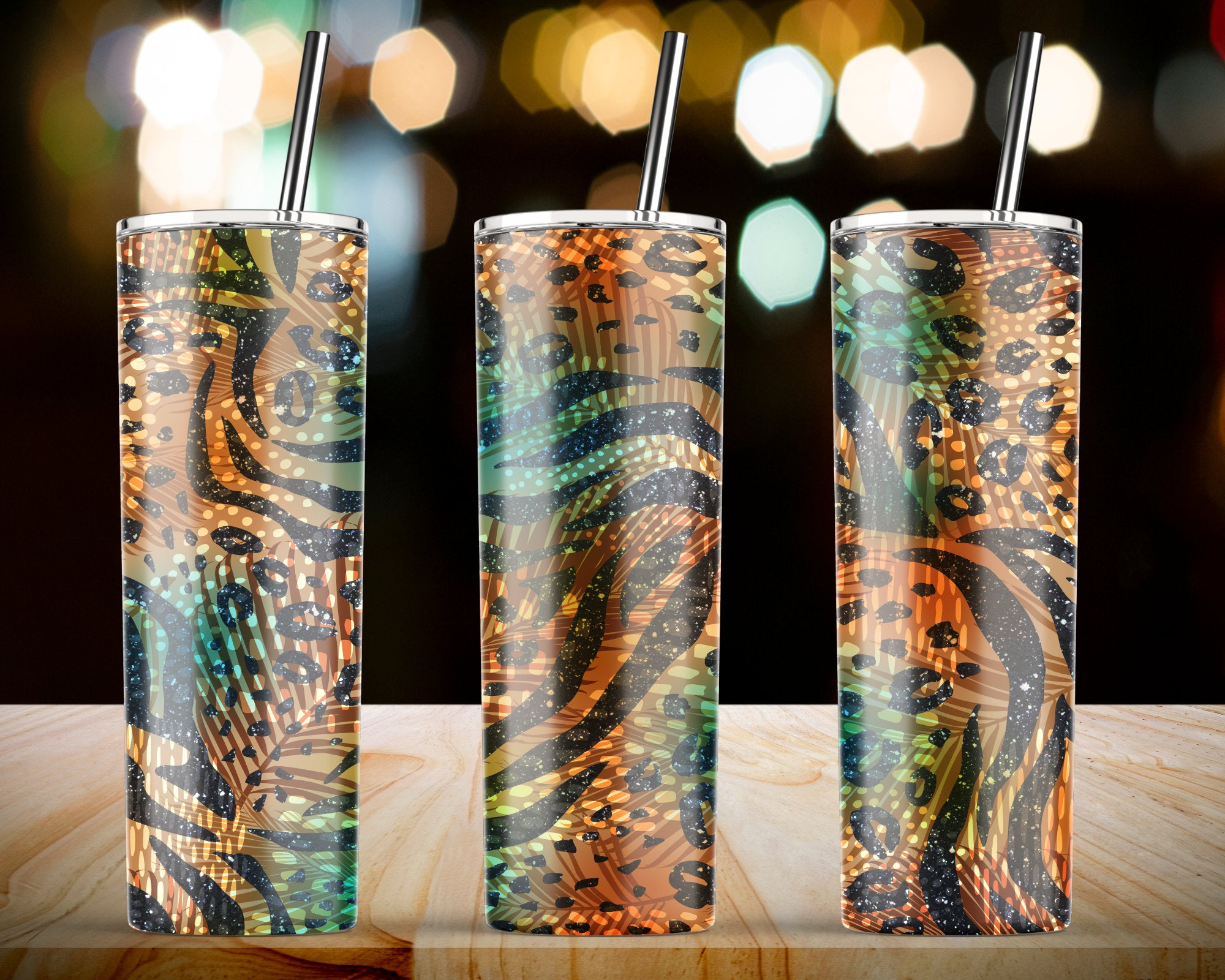 Abstract Animal Print Leopard Skinny Tumbler