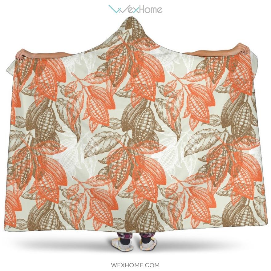 Cocoa Beans Cocoa Tree Pattern Hooded Blanket