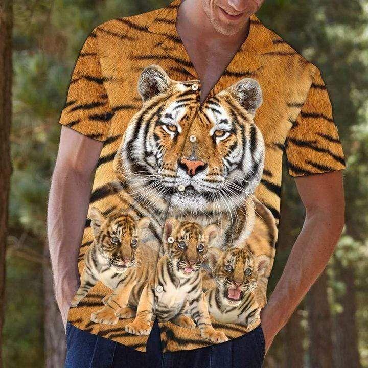 Beach Shirt Great Tiger 3D Hawaiian Shirts L