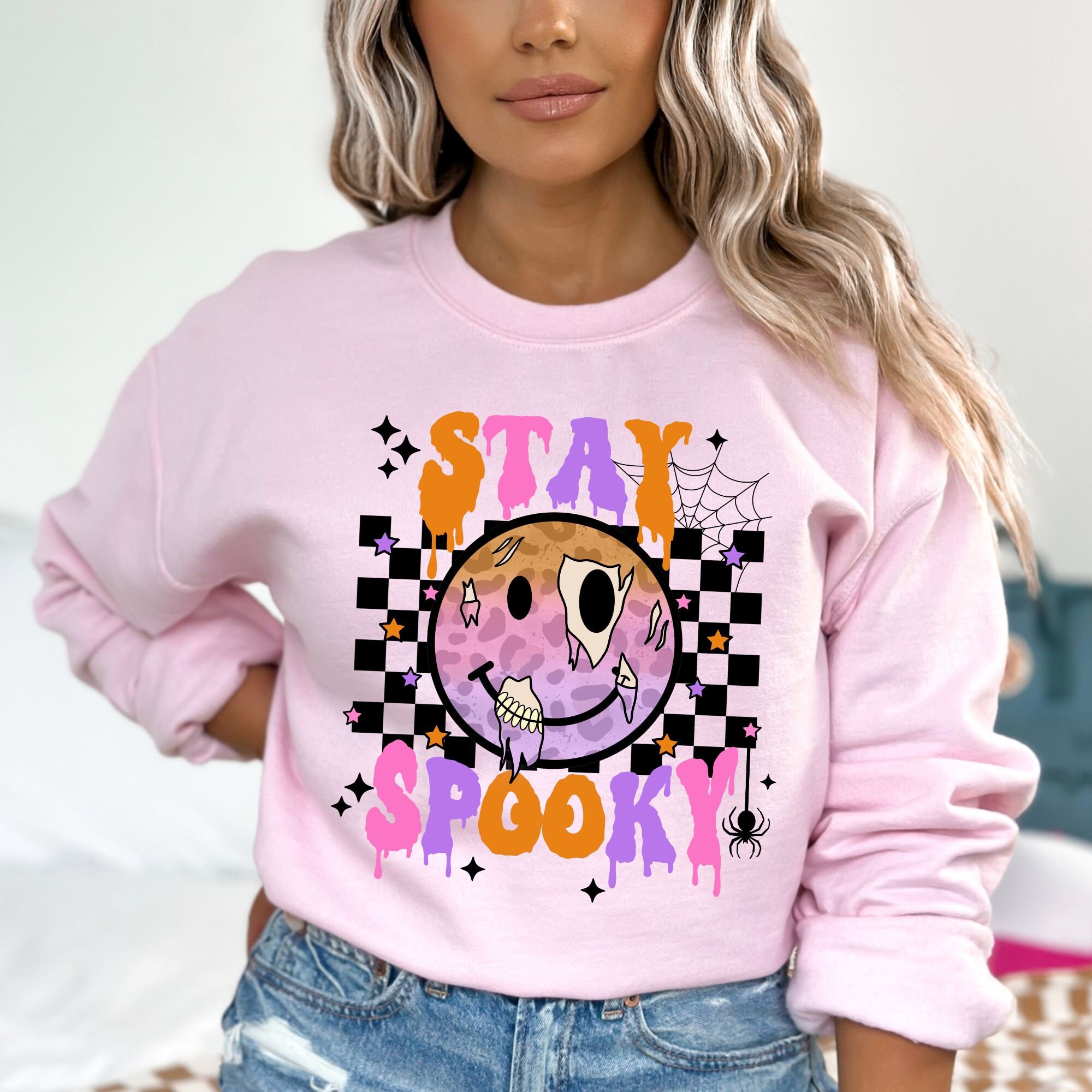 Stay Spooky Sweatshirt Spooky Sweater Oversized Halloween Sweatshirt Neon Halloween Crewneck Sweatshirt Pastel Halloween Sweater Trendy Fashion