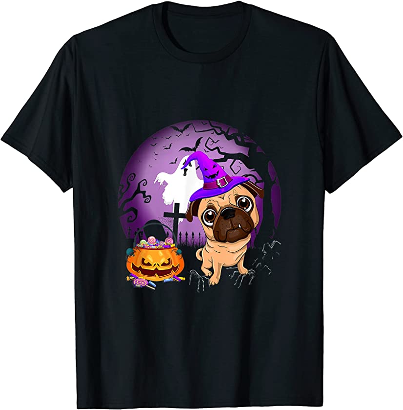 Pug Dog Candy Pumpkin Halloween Lover T-Shirt