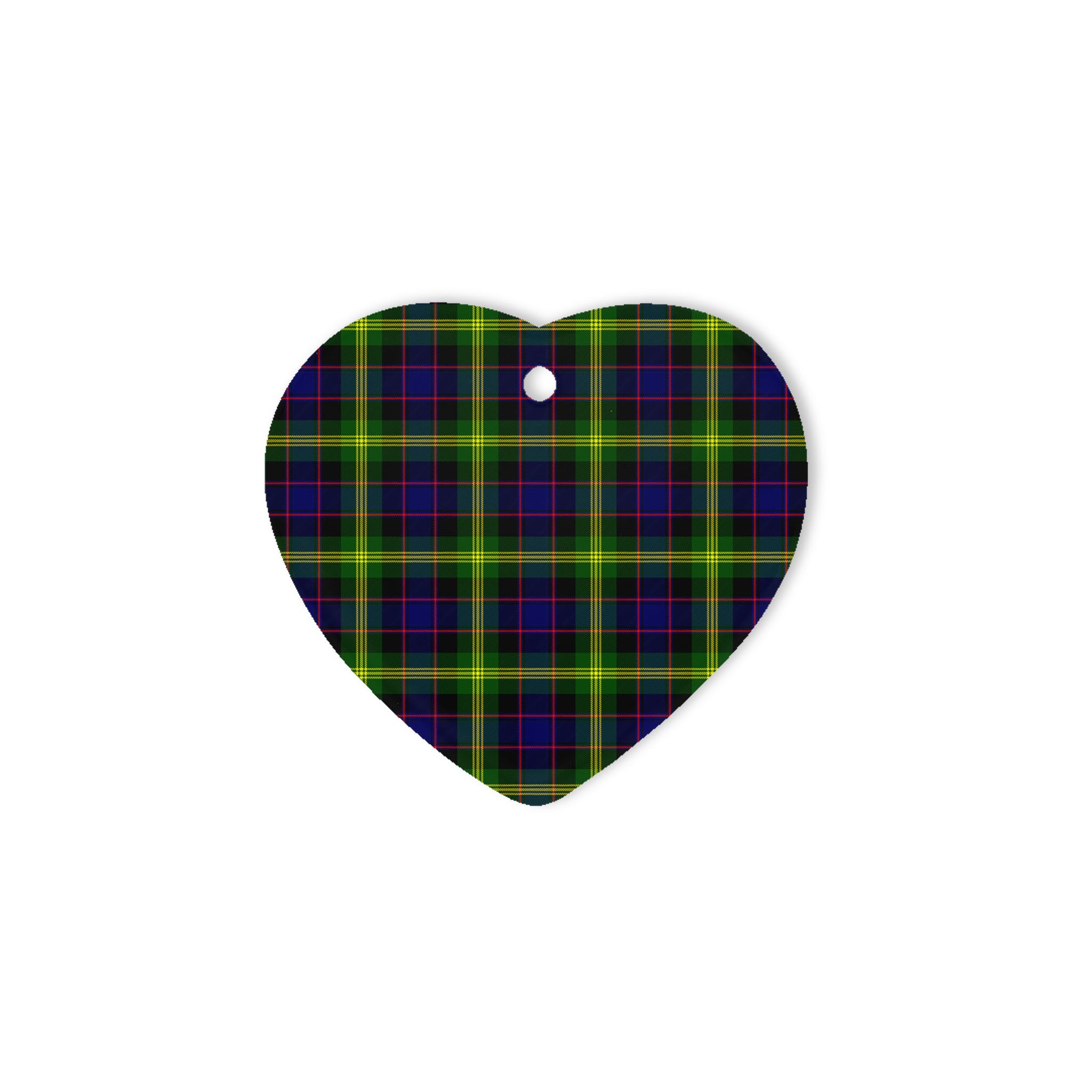 Watson Modern Tartan Heart Ornaments, Christmas Tree Ornament, Plaid Christmas Ornaments, Ceramic Heart Christmas Tree Decoration