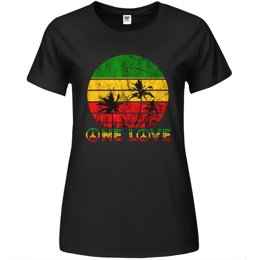 Rasta Reggae One Love Retro Vintage Sunset Jamaica Vacation Premium Womens T Shirts