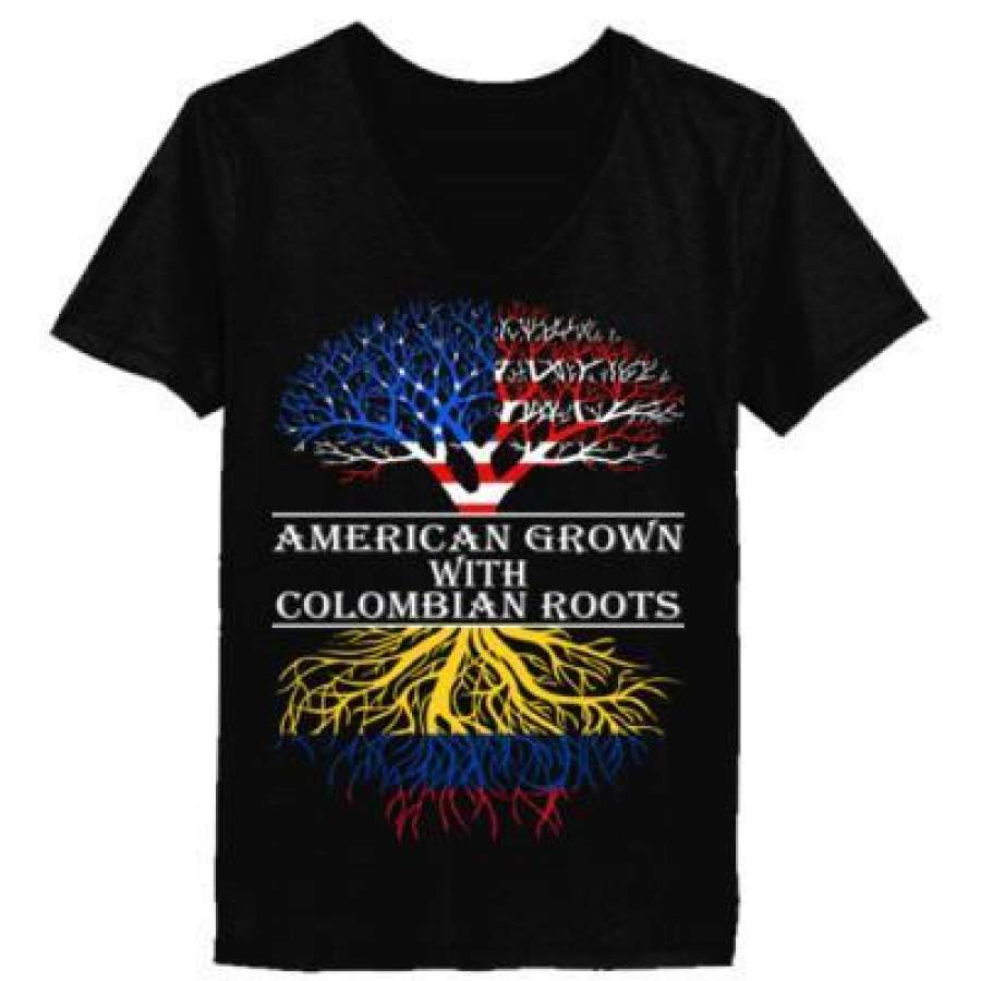 AGR American Grown With Columbian Roots – Ladies’ V-Neck T-Shirt