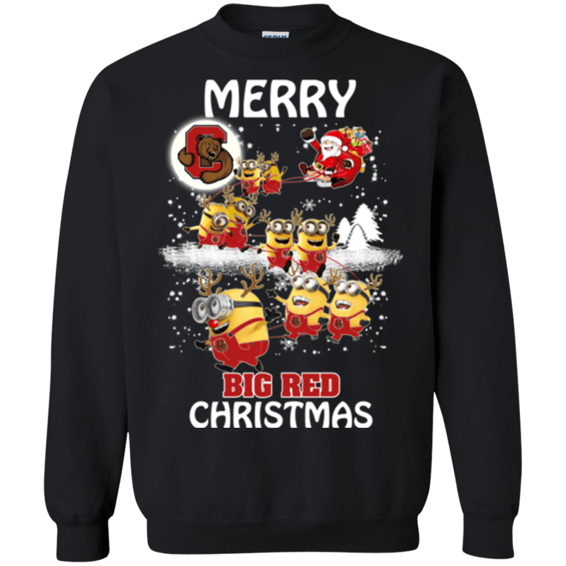 Funny Cornell Big Red Minion Ugly Christmas Sweaters Santa Claus With Sleigh Hoodies Sweatshirts