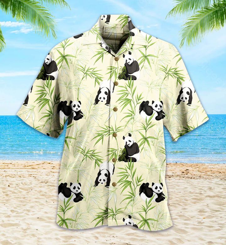 Panda Green Bamboo Patterns 3D Hawaiian Shirt