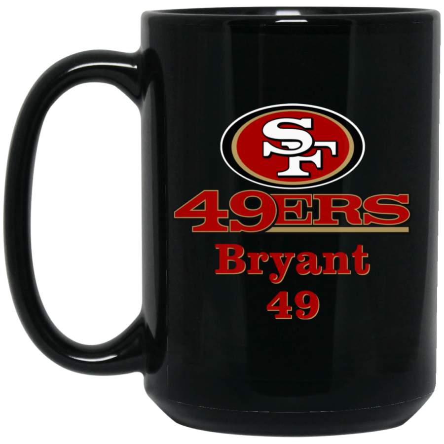 Custom Personalized San Francisco 49ers Logo & Text Bryant BM15OZ 15 oz. Black Mug