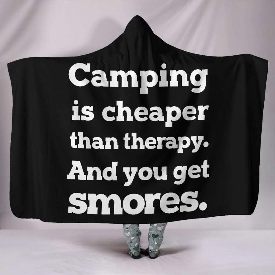 Wozoro Hooded Blanket Camping Is Cheaper Than Therapy Adult, Youth Size