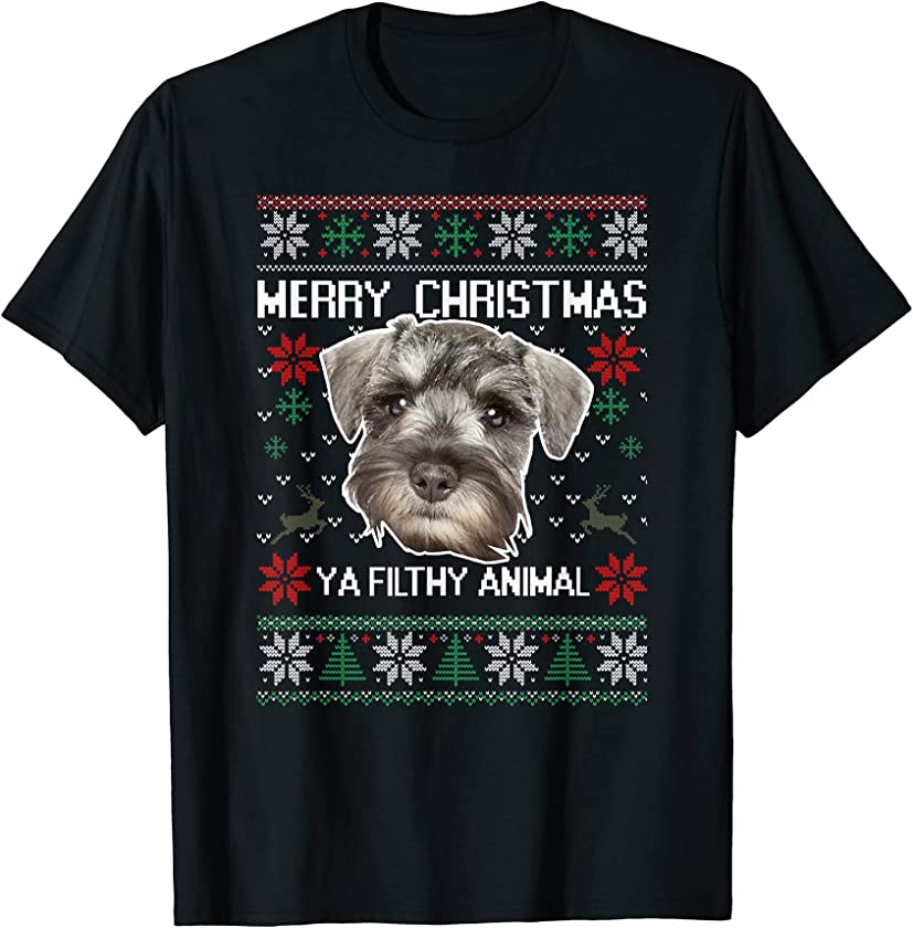 Schnauzer Ugly Christmas Tee Dog Owner Dog Lover T-Shirt