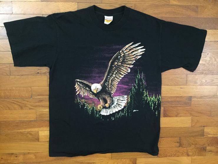 80S Bald Eagle Black Shirt