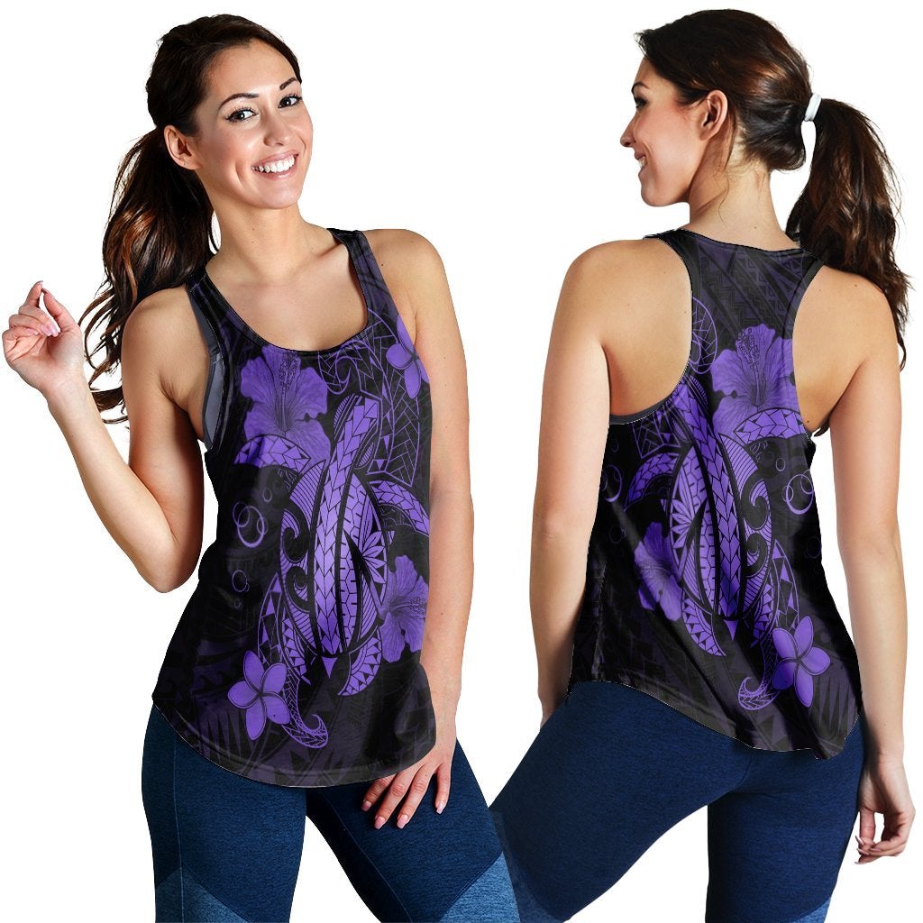 Hawaiian Turtle Flower Polynesian Racerback Tank Purple Ha14787