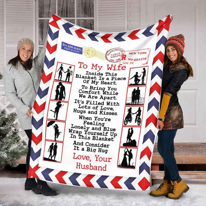 A Letter To My Wife, Sherpa Blanket,In This Blanket And Consider It A Big Hug, Gift For Wife Family Home Decor Bedding Couch Sofa Soft And Comfy Cozy